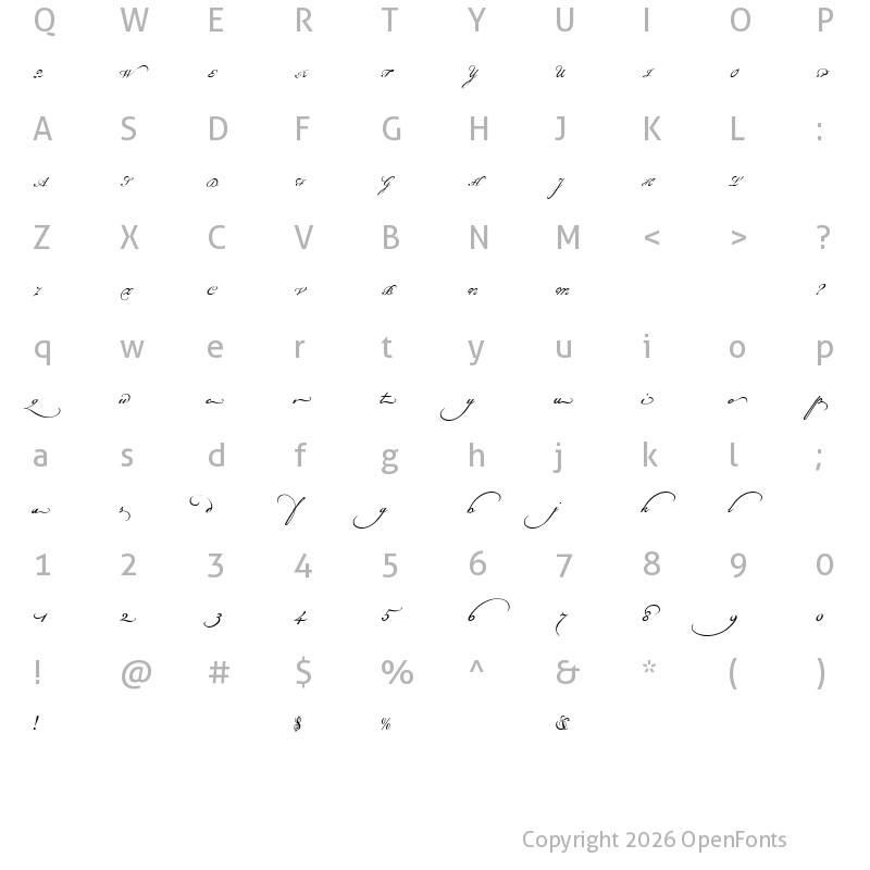 Character Map of Champignon Alt Swash Regular