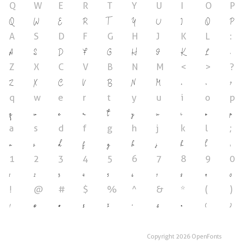 Character Map of Chanilly Regular