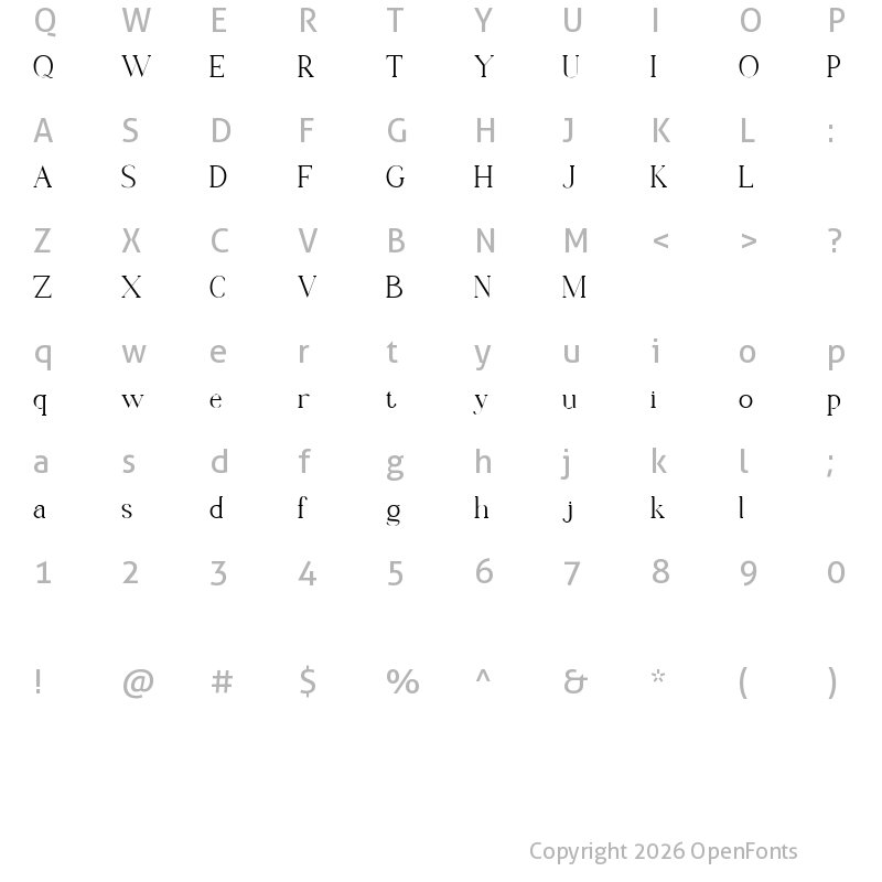 Character Map of Chanley Regular