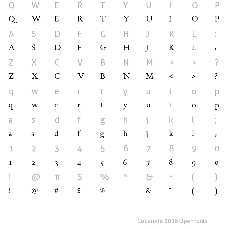Character Map of Chanticleer Roman NF Regular