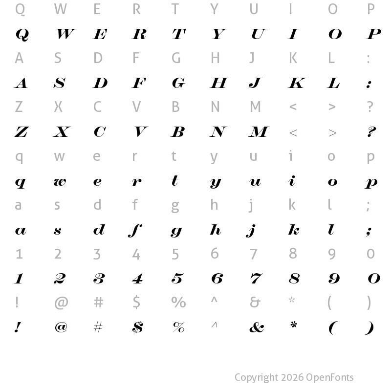 Character Map of Chapman Black Extended Italic