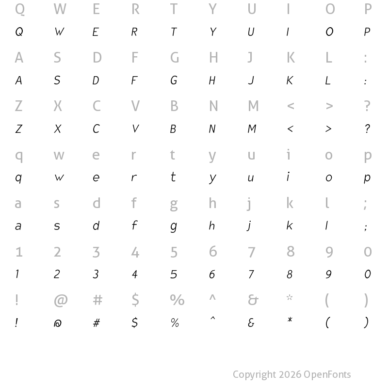 Character Map of Charger Sport ExLitNrwObl