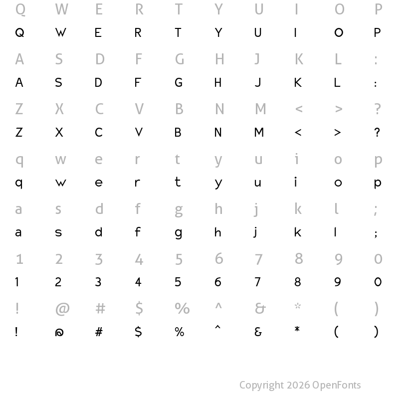 Character Map of Charger Sport Regular