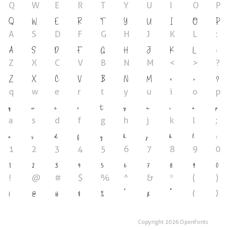 Character Map of Charisty Regular