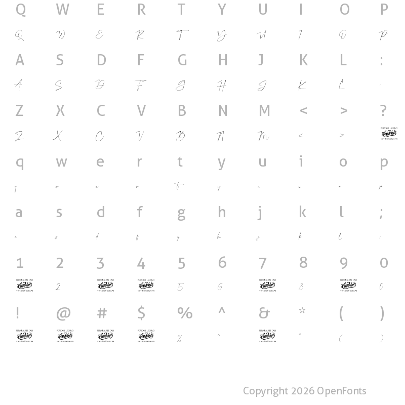 Character Map of Charlie Brocklin Regular