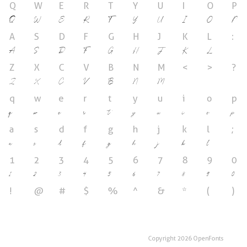 Character Map of Charlie Script Regular