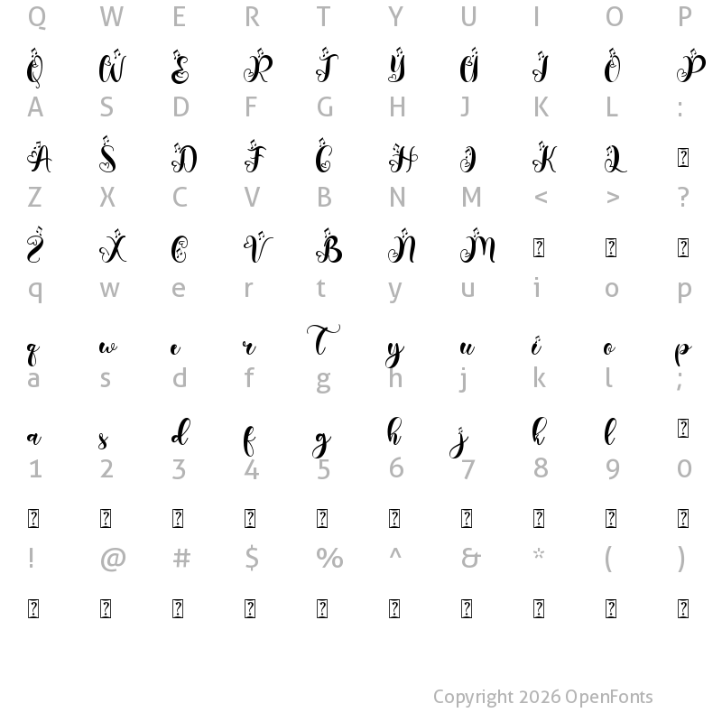 Character Map of Charlotte Melody Regular