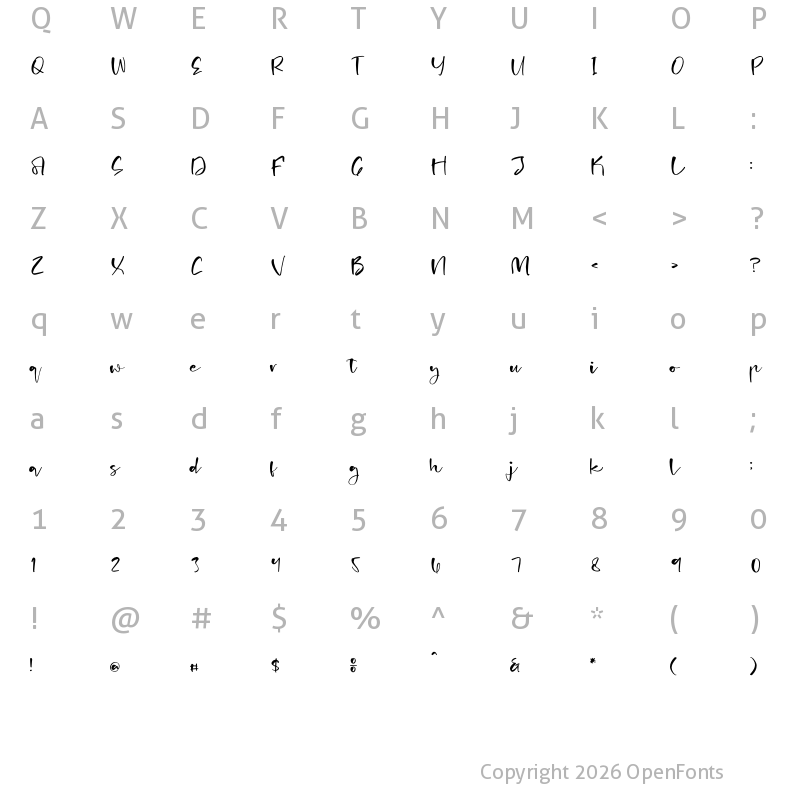 Character Map of Charming Ballerina Regular