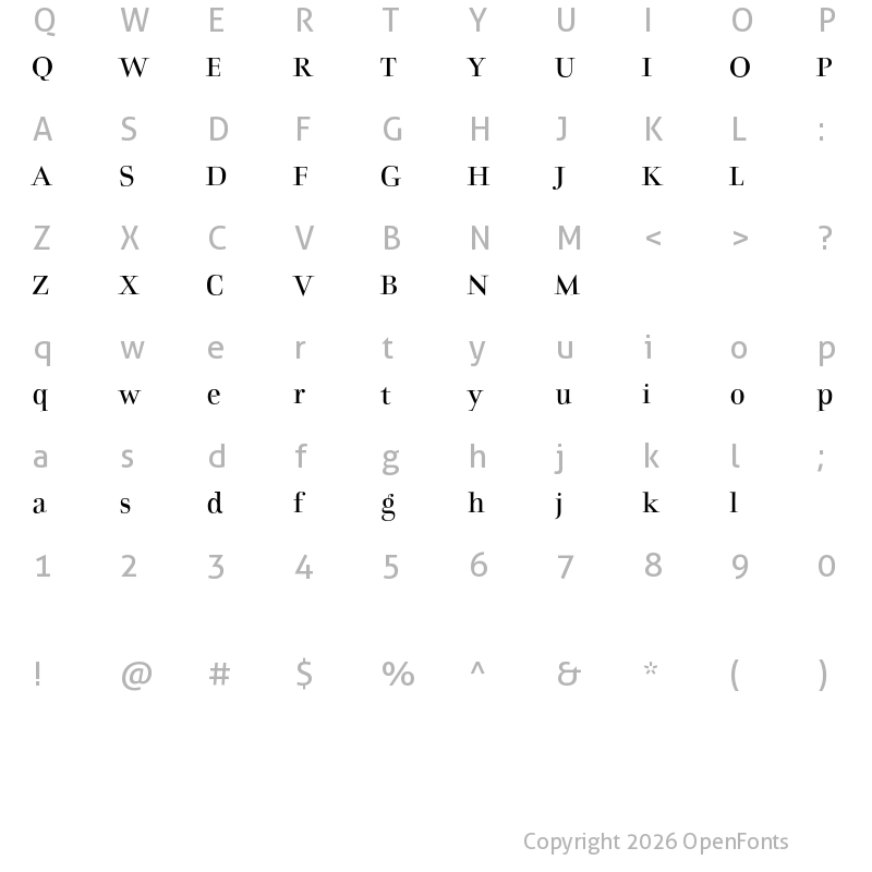 Character Map of Charpentier Classicistique Reduced Regular