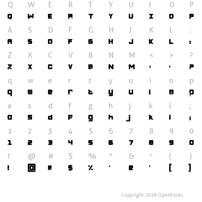 Character Map of CHARRED ZARD Regular