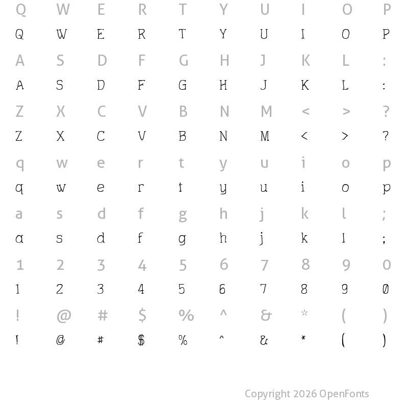 Character Map of Charrington Roughened Regular