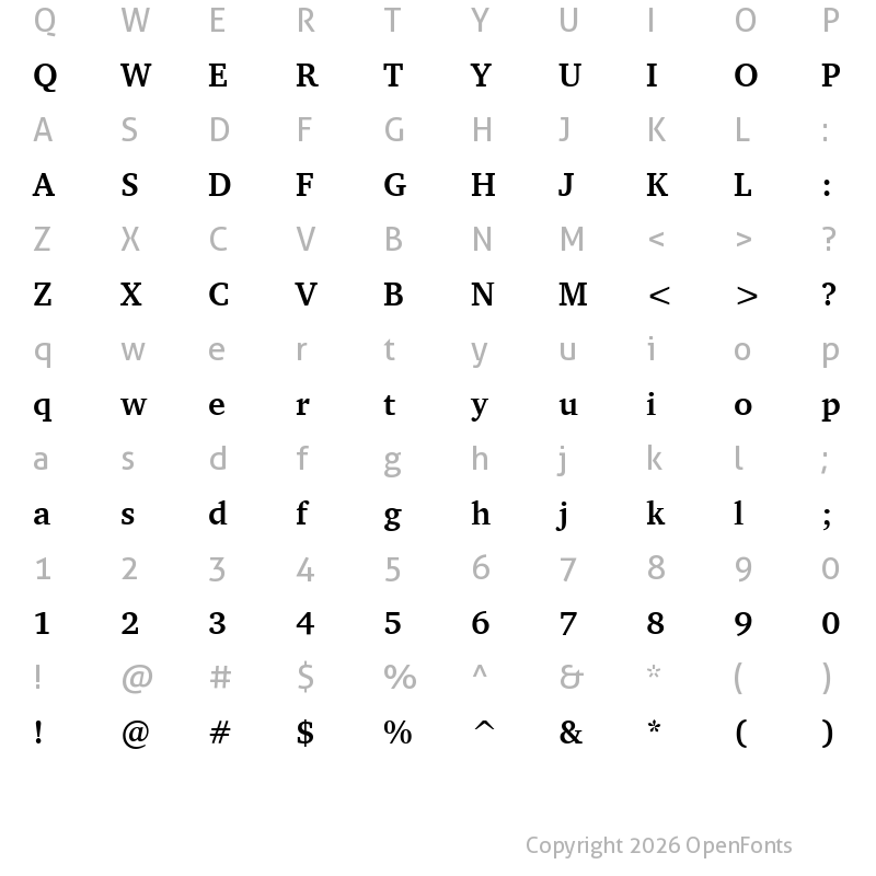 Character Map of CharterITCW04-Bold Regular