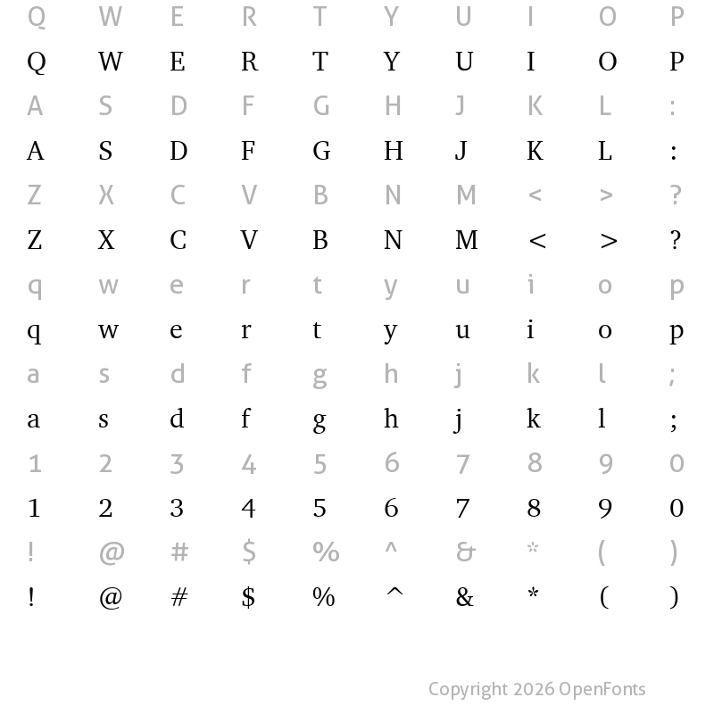 Character Map of CharterITCW04-Regular Regular