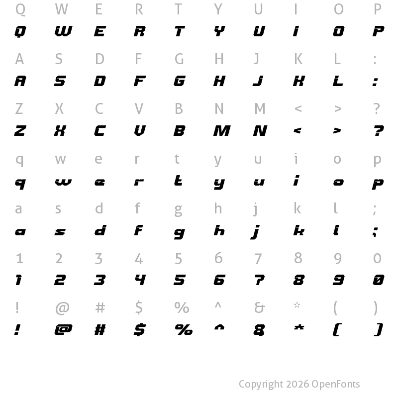 Character Map of CHASER Regular