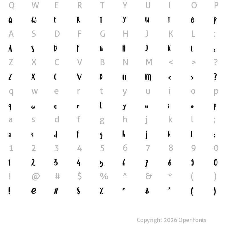 Character Map of Chavitaly Regular