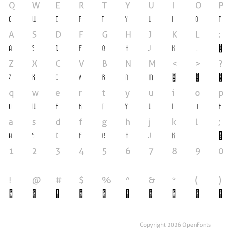 Character Map of Chazalia Regular