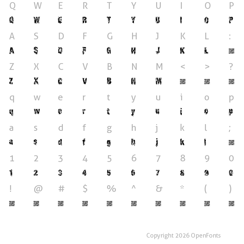 Character Map of CheapHorror Regular