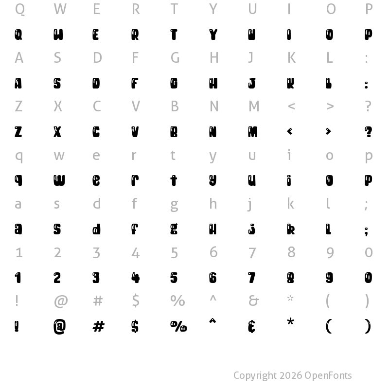 Character Map of Cheeky Bite Shine Regular