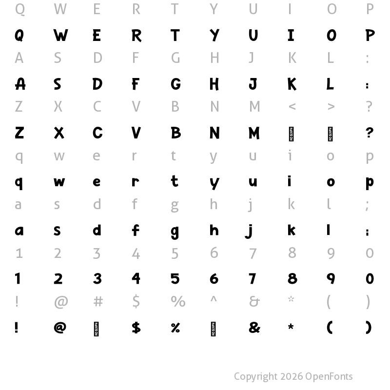 Character Map of Cheese Toast Regular