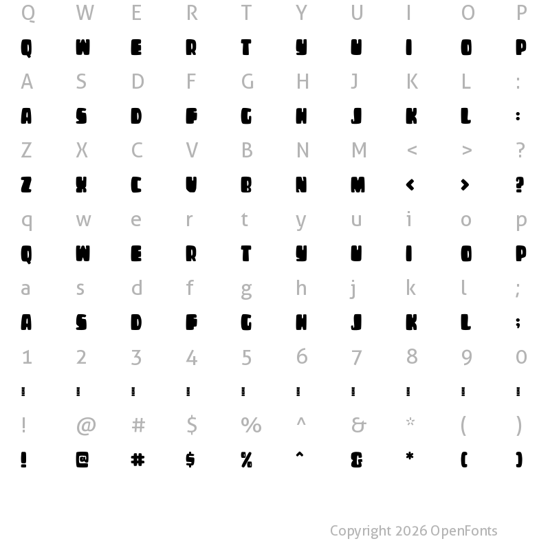 Character Map of CHEESEBURGA Regular