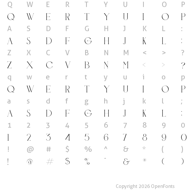 Character Map of cheops elegant Regular