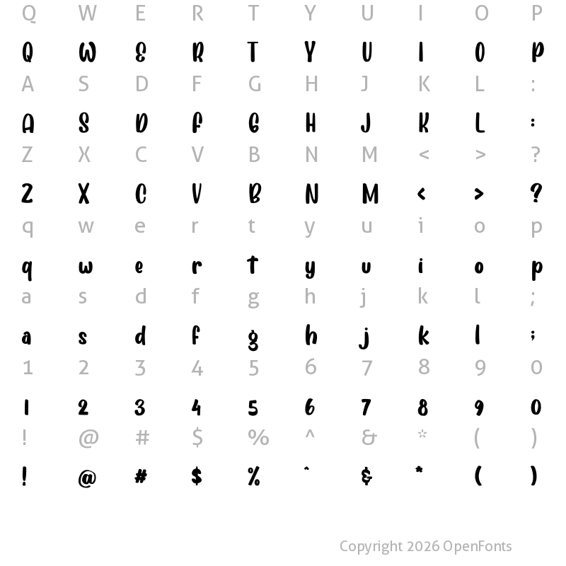 Character Map of Cherry Bird Demo