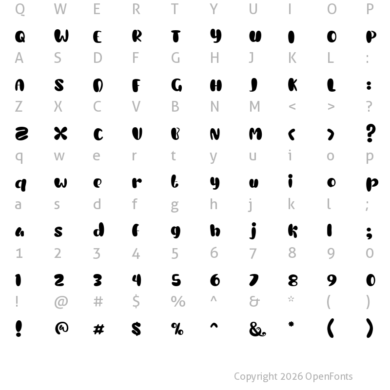 Character Map of Cherry Cupcake Personal Use Regular