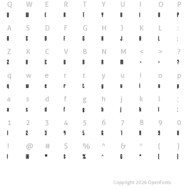 Character Map of Chesterfield Regular