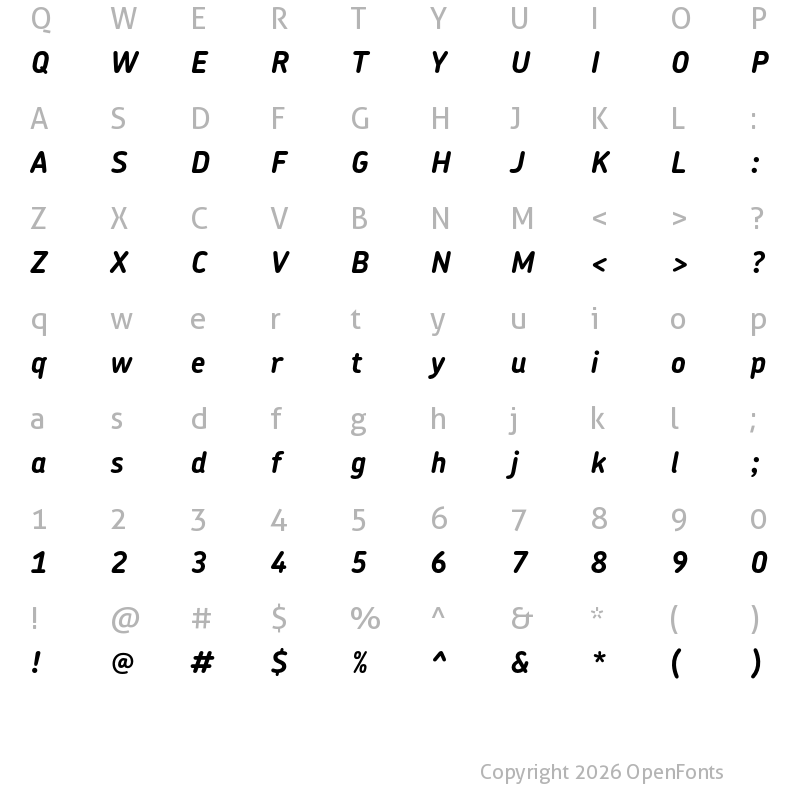Character Map of Chevin Pro Bold Italic