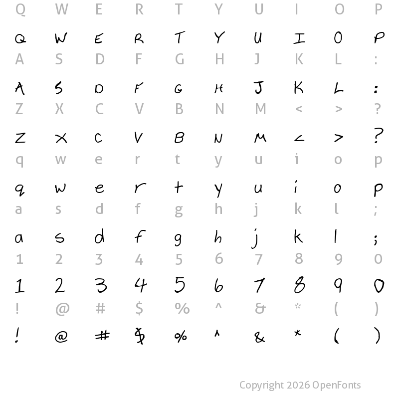 Character Map of Cheyenne Hand Bold Bold
