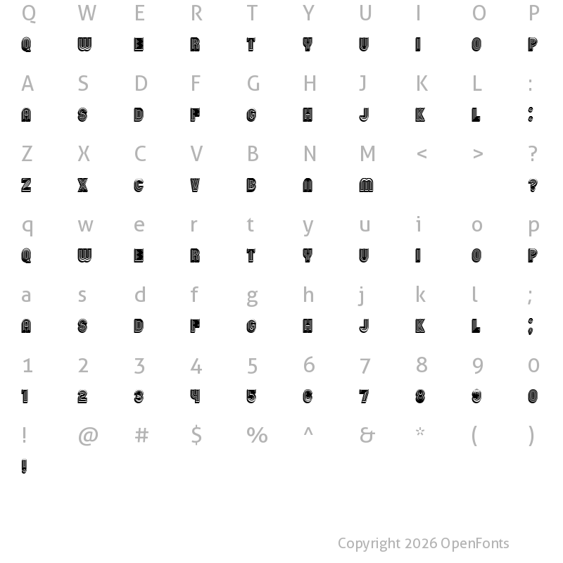 Character Map of Chicago Neon 3D Regular