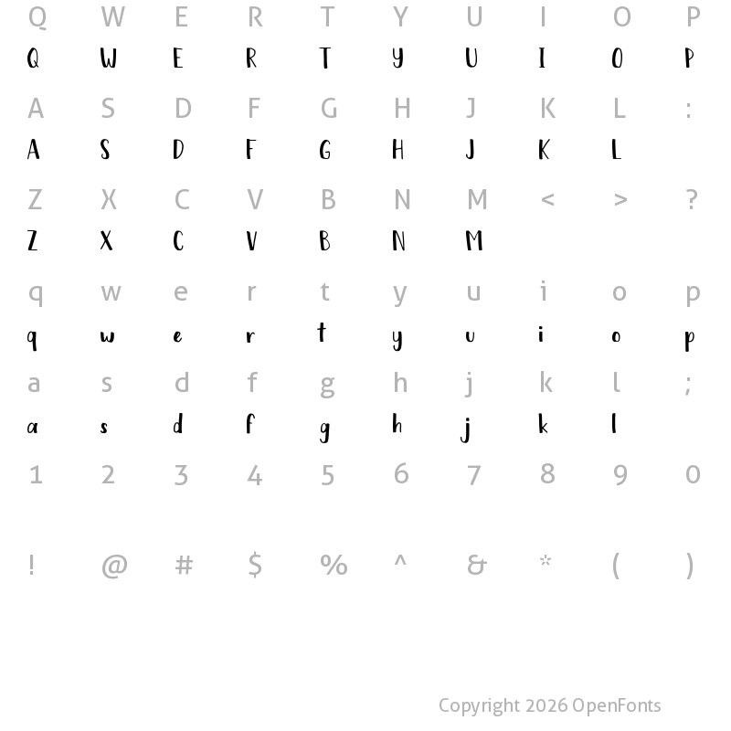 Character Map of Chickadee Regular