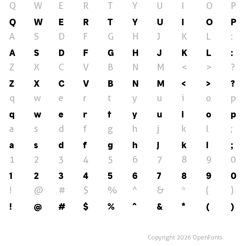 Character Map of Chicken Sans Bold