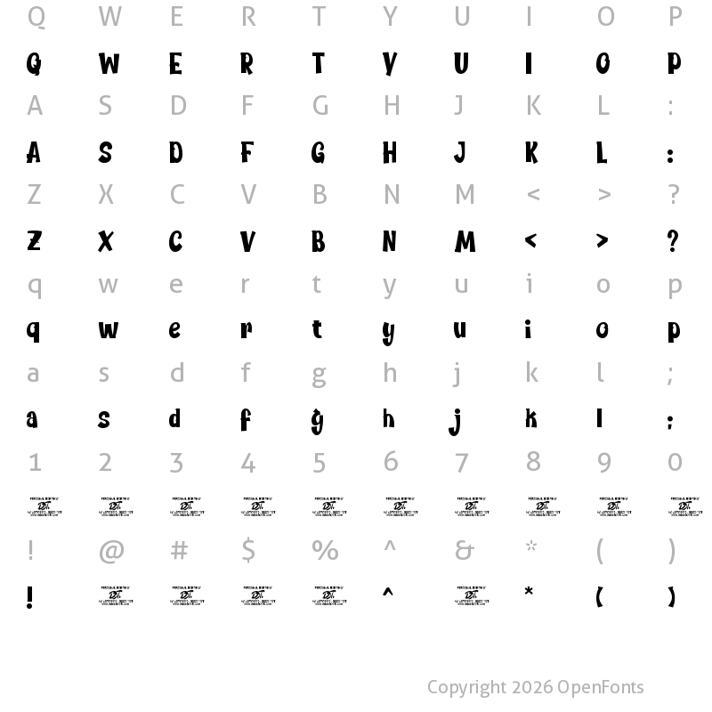 Character Map of Chickybom Regular