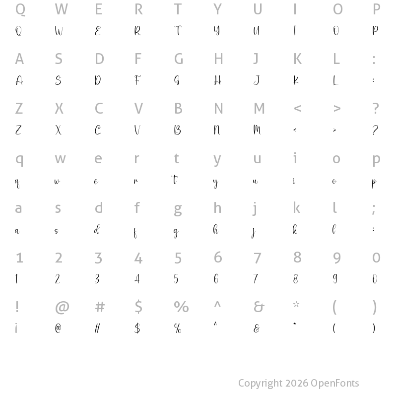 Character Map of Chika Regular