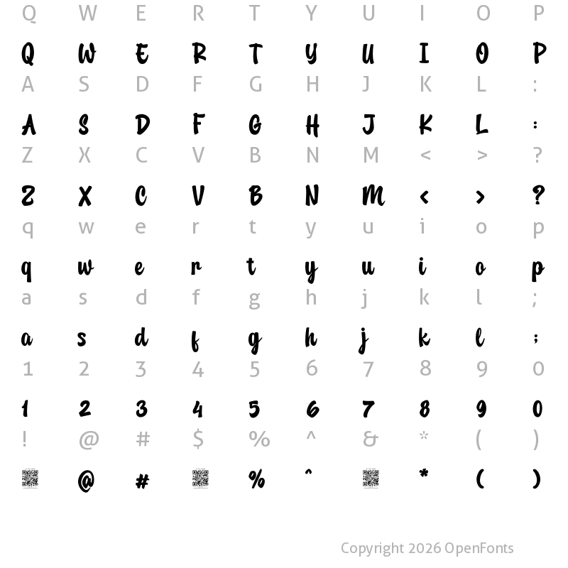 Character Map of Chilcilla Regular Demo