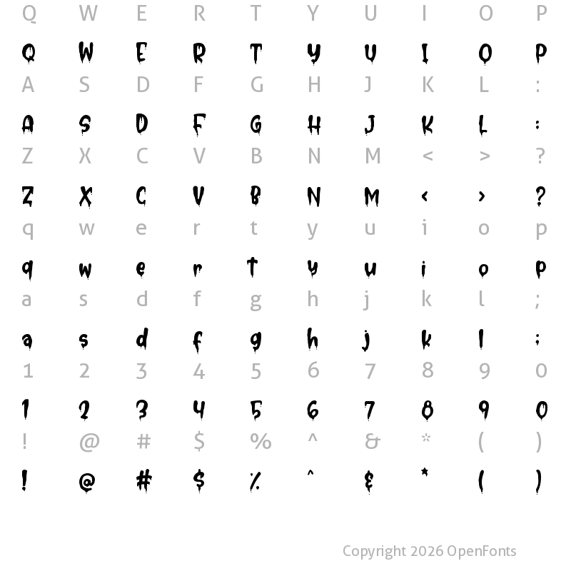 Character Map of Chill Blood Regular