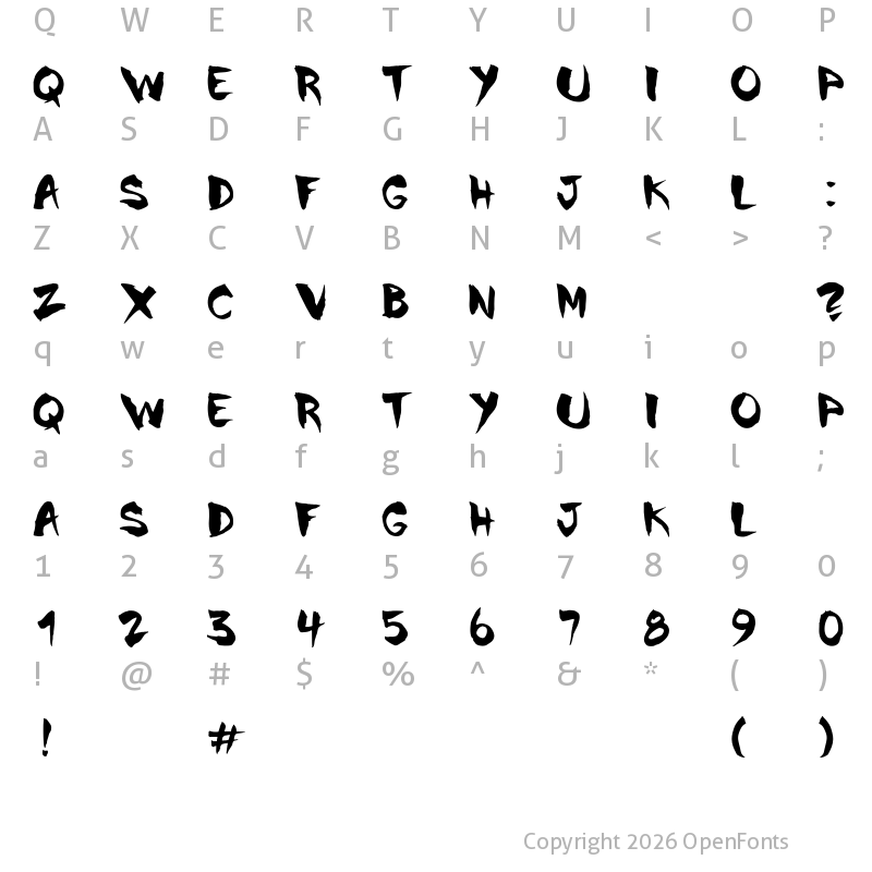 Character Map of Chinela Brush Regular