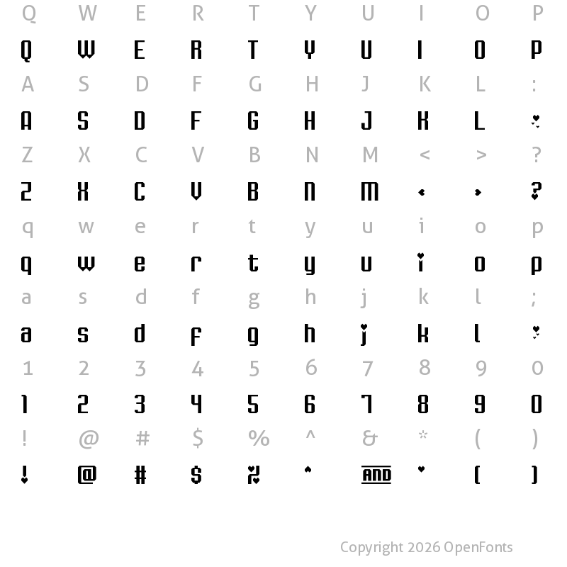 Character Map of Chiptune Valentine Regular
