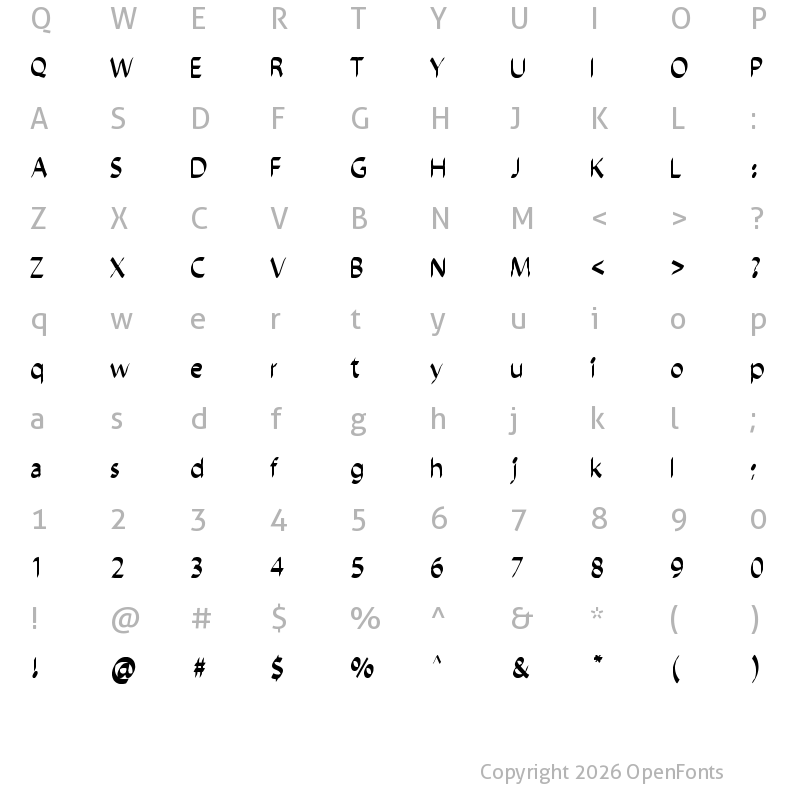 Character Map of chiselscript Regular