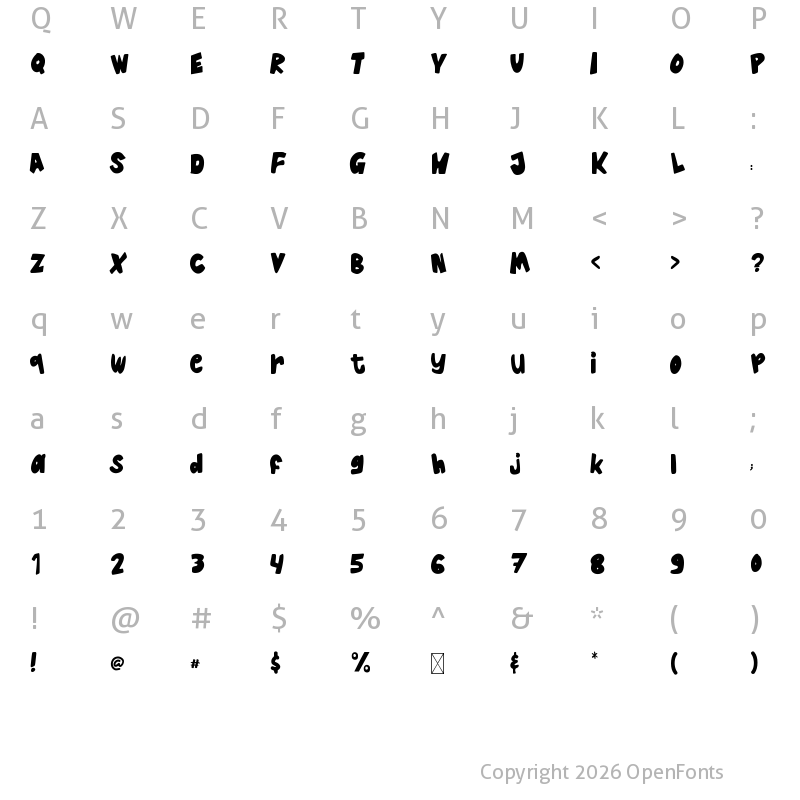 Character Map of Chizcake Regular