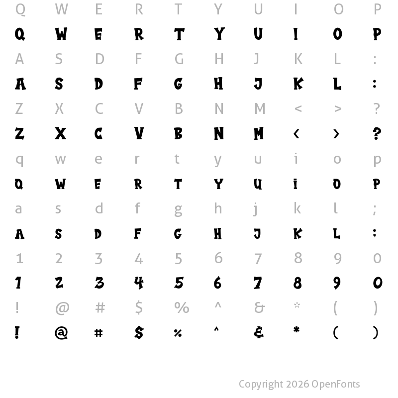 Character Map of Choco Bear Regular