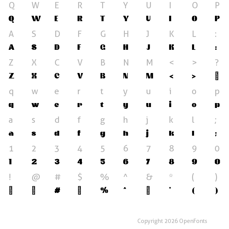 Character Map of Choco Bold Regular