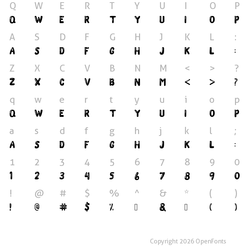 Character Map of Choco Bubble Ballon Style