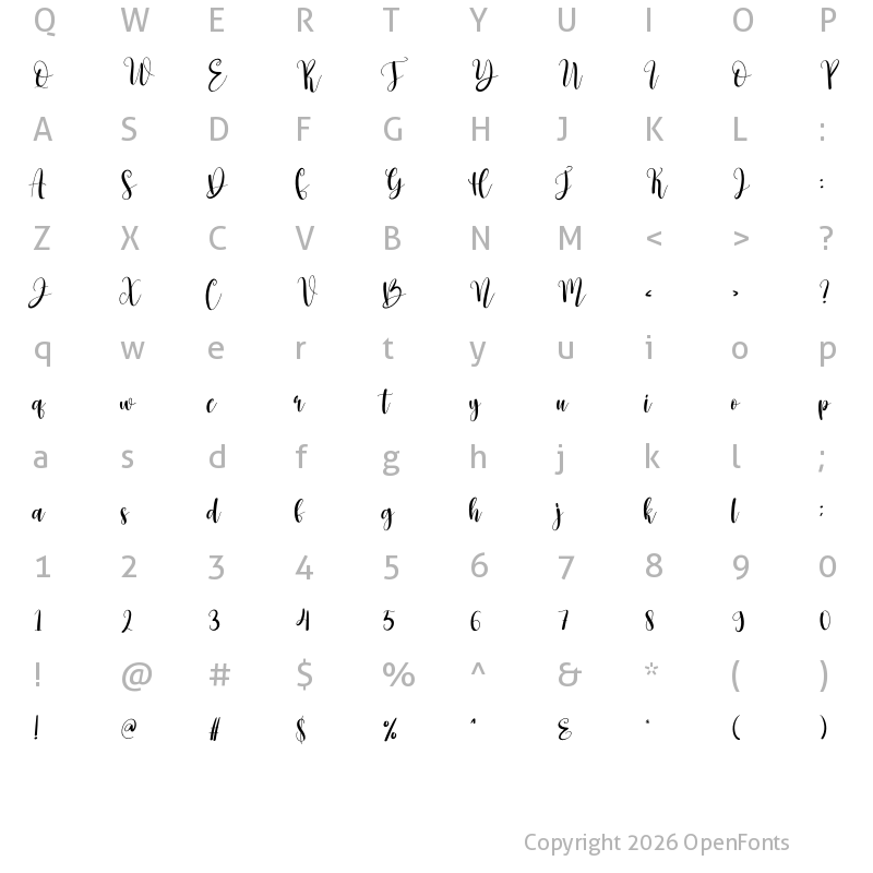 Character Map of Chocolate Signature Regular