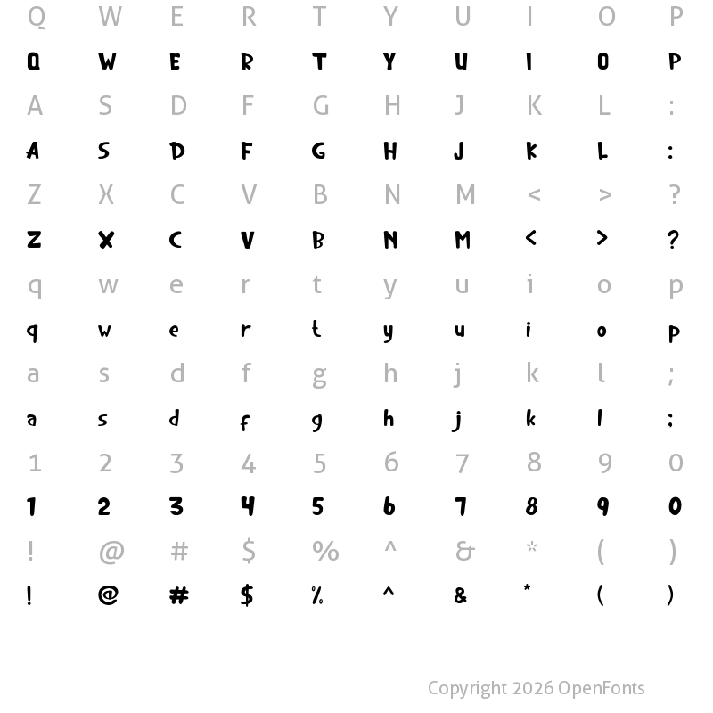 Character Map of Chocolate Valentine Regular