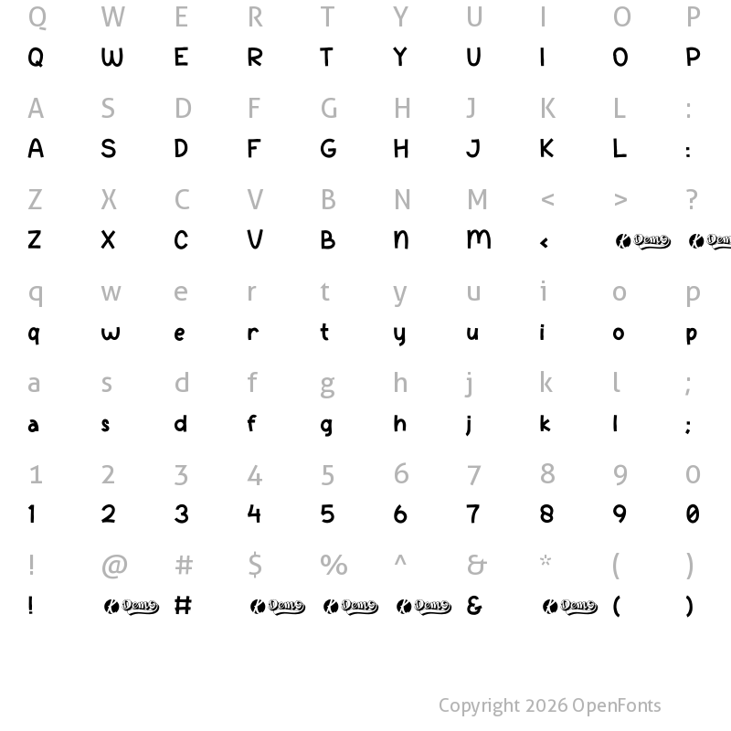Character Map of ChocoRomance San Serif DEMO