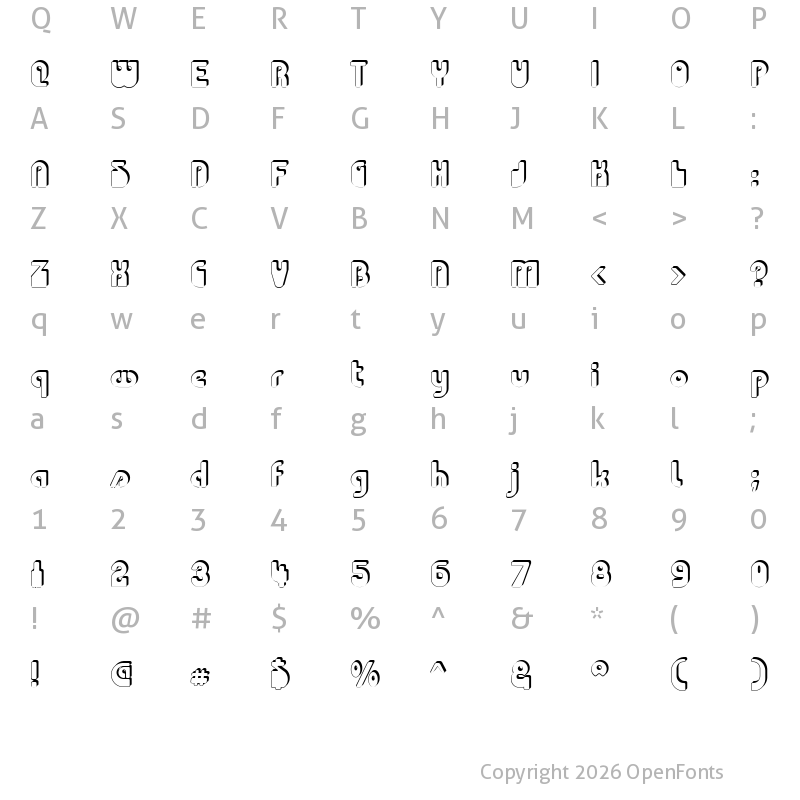 Character Map of Choda Chado Regular