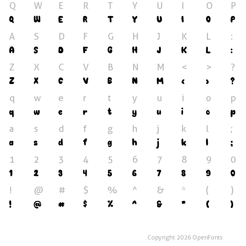 Character Map of Choko Plain Regular