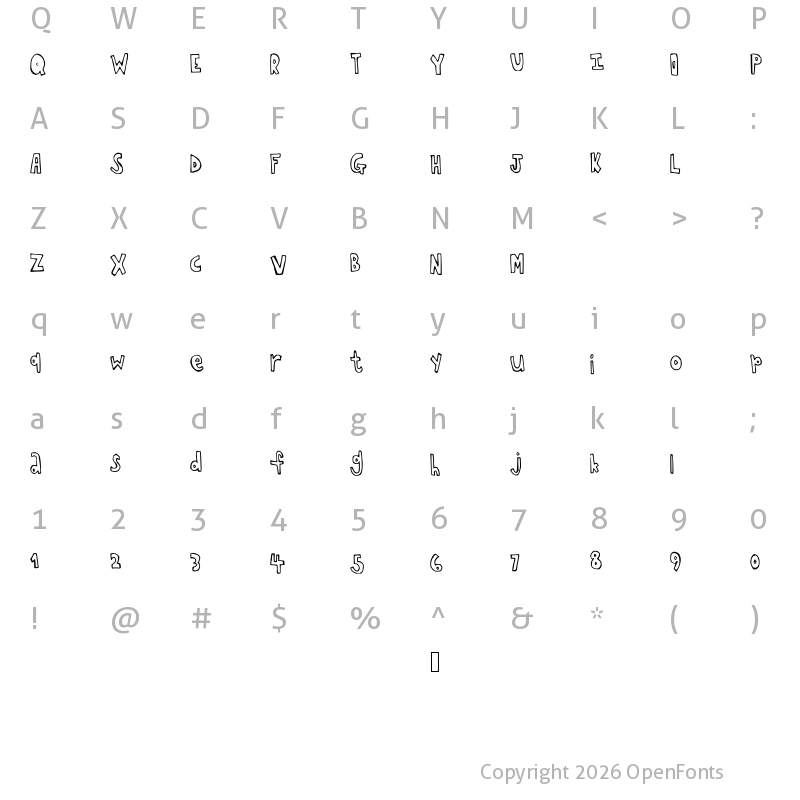 Character Map of chopstickfont Medium